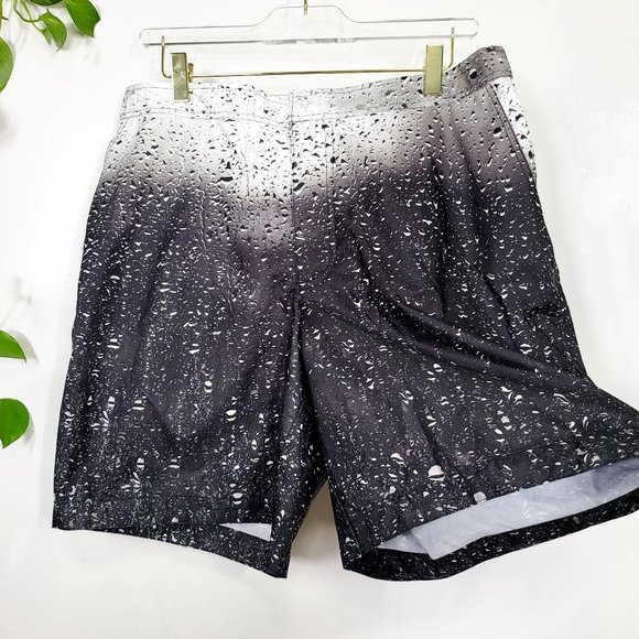 DWG Mens Black White Rain Drop Board Shorts 36 SPF 50 Beach Summer Wear Mid Rise - Picture 5 of 10